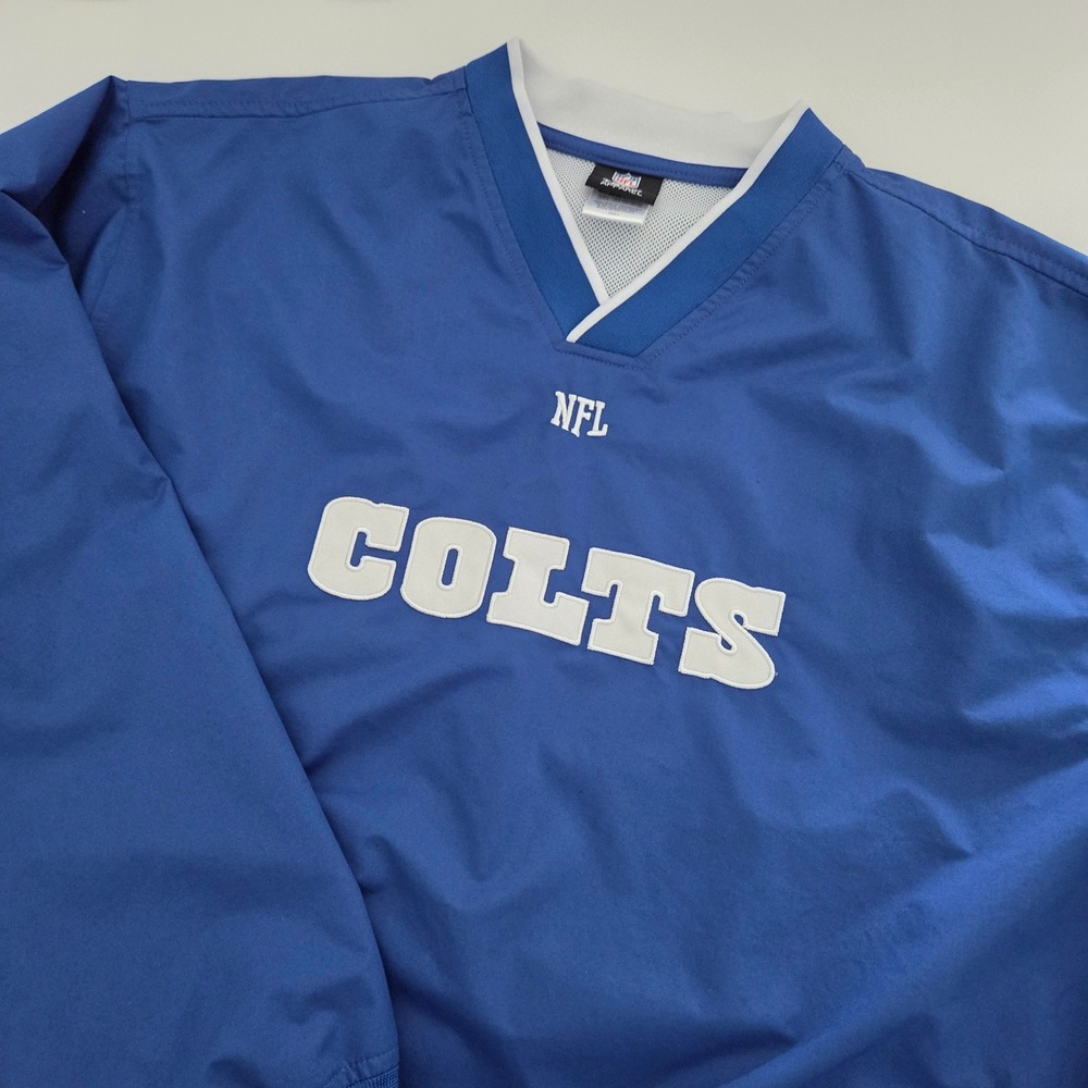 NFL Team Apparel Colts Windbreaker‎ Blue V-Neck Pullover Jacket Mens L